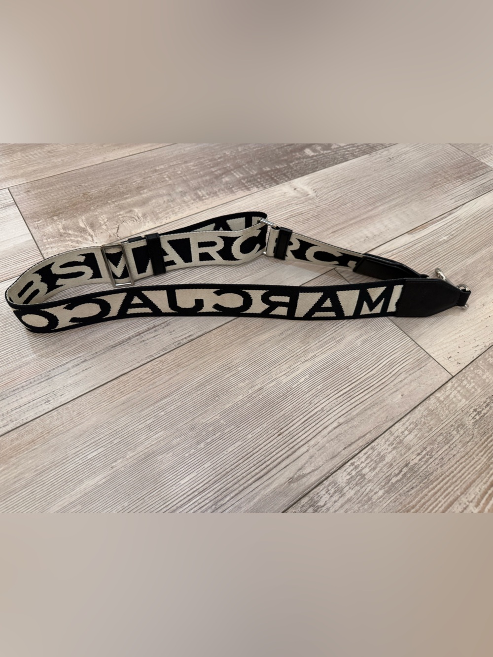 Marc Jacobs Black and White Logo Adjustable Bag Strap